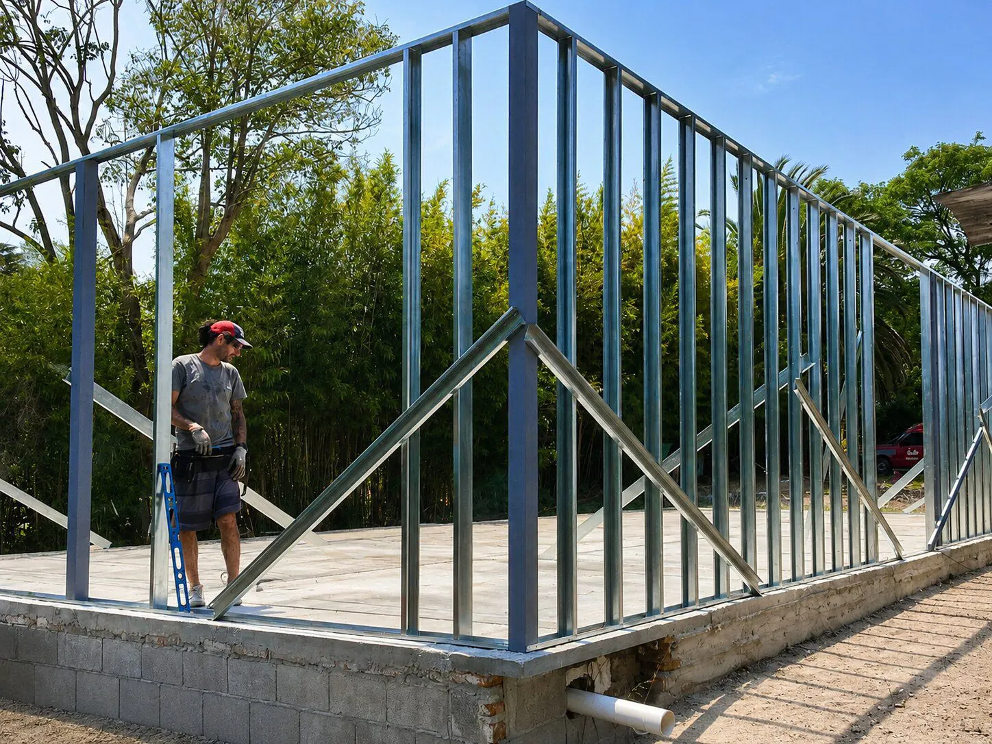 Estructura de steel framing montada por Yeso Steel
