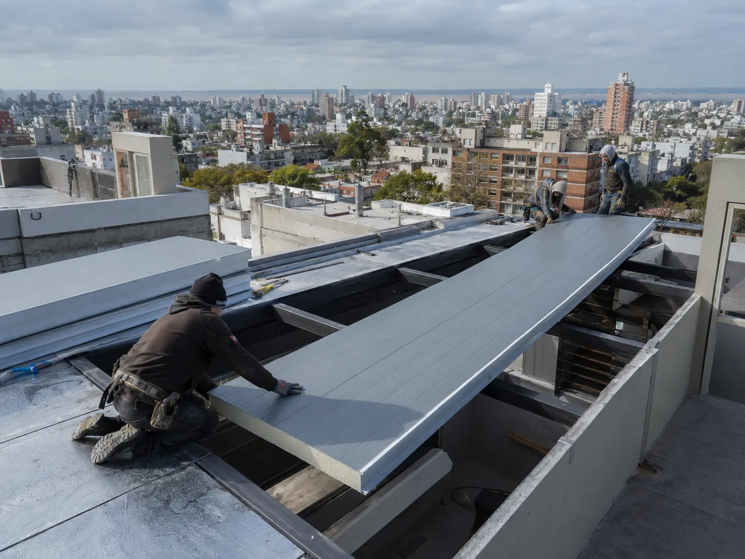 Instalación de techo de isopanel en azotea o piso alto
