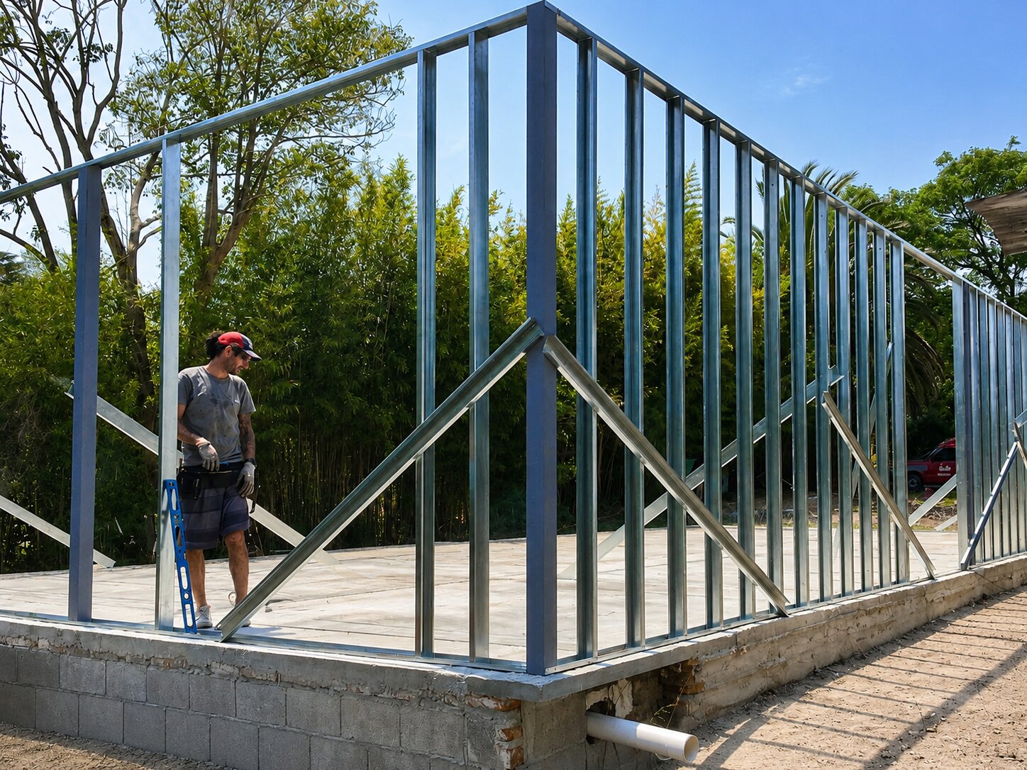 Estructura de steel framing con perfiles galvanizados